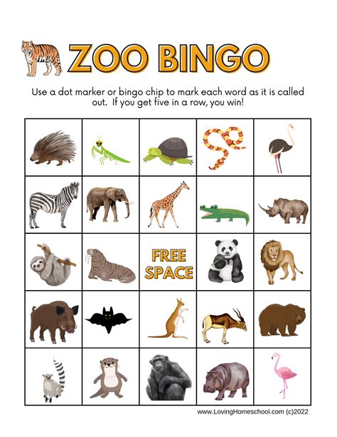 Zoo Bingo Printable